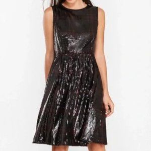 Brooks Brothers NWT Red Fleece plaid sequined dress, size 8